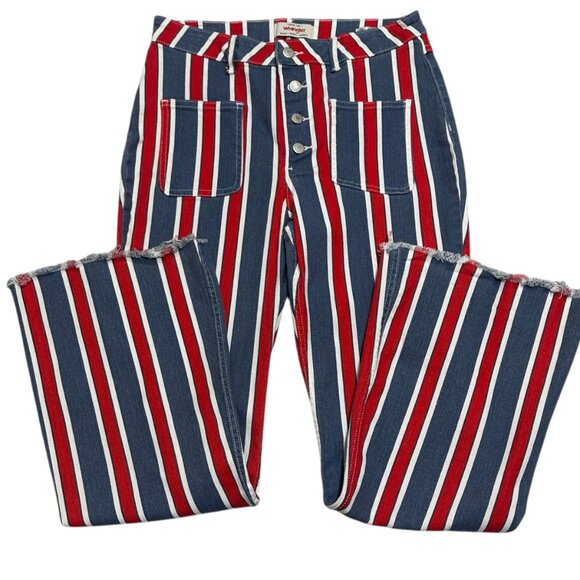 Wrangler Red White and Blue High Rise, Flare, Button Fly Denim Jeans - Picture 3 of 14